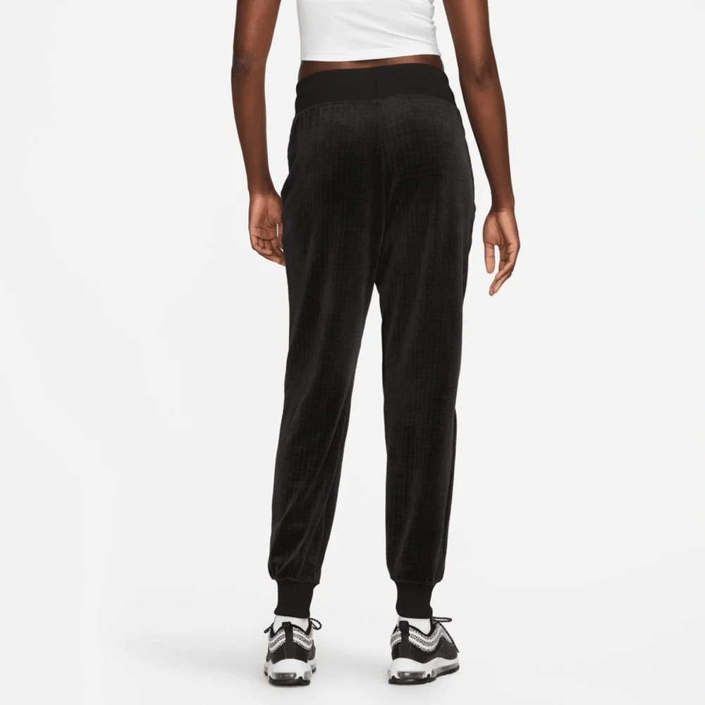 NIKE Velour Tracksuit Women's Small Black 2 Piece Jacket Pants Set